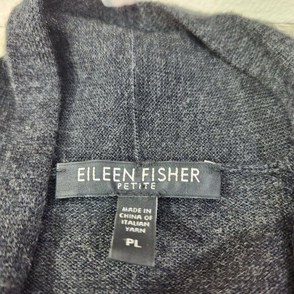 Eileen Fisher Petite Grey 100% Merino Wool Open Front Cardigan Women's Size PL - Picture 6 of 14